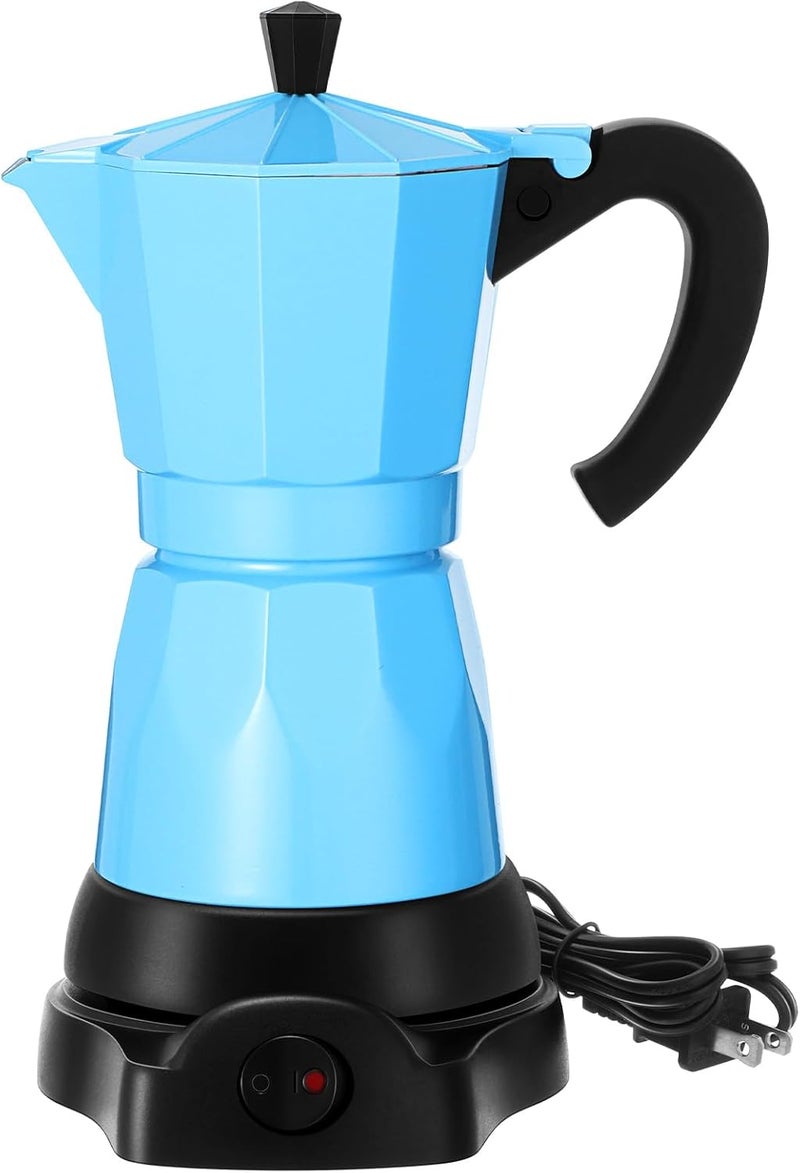 Lemosae Coffee Pot 6 Cup Electric Espresso Coffee Maker Italian Moka Maker 300ml Portable Aluminum Espresso Machine Cafetera Moka Pot with Detachable Base, Gift for Home Travel(Blue) - Image 1